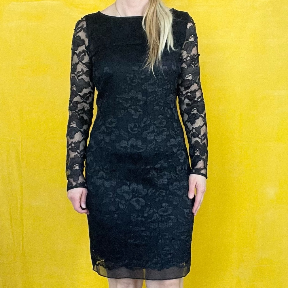 Diane Von Furstenberg Black Lace Mini Dress Size 6